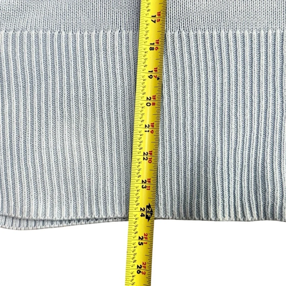 Gap Sweater Crew Neck Wide Ribbed Hem Cuffs Women Sz Small Side Slit Light Blue - Picture 7 of 10